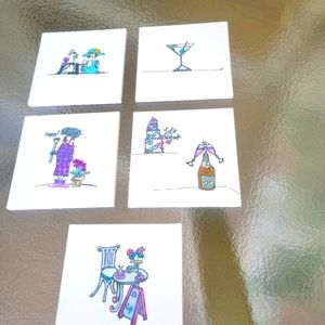 Coaster set 5 ea hand made tile